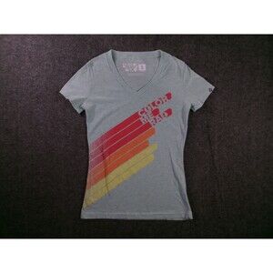 Color Me Rad Shirt Womens S V Neck 5K Race Graphic Mint Green Fitted Short